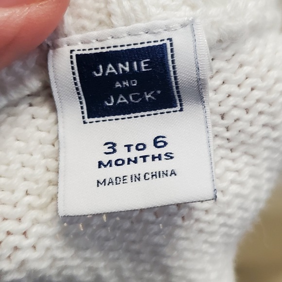 Janie and Jack White Blue Dog Boat Knit Sweater Baby 3 6 months Nautical America - Picture 2 of 4